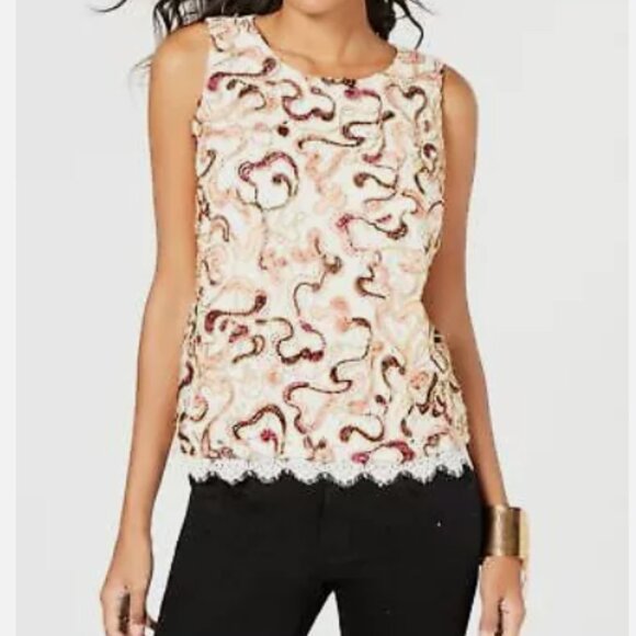 Embroidered Ivory Lace Sleeveless Blouse Women's Sz XL - Picture 11 of 11